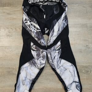 Black and White Graphic Motorcycle Pants